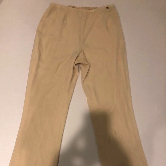 CHANEL Pants - VINTAGE CHANEL CREAM PANTS - SIZE 40